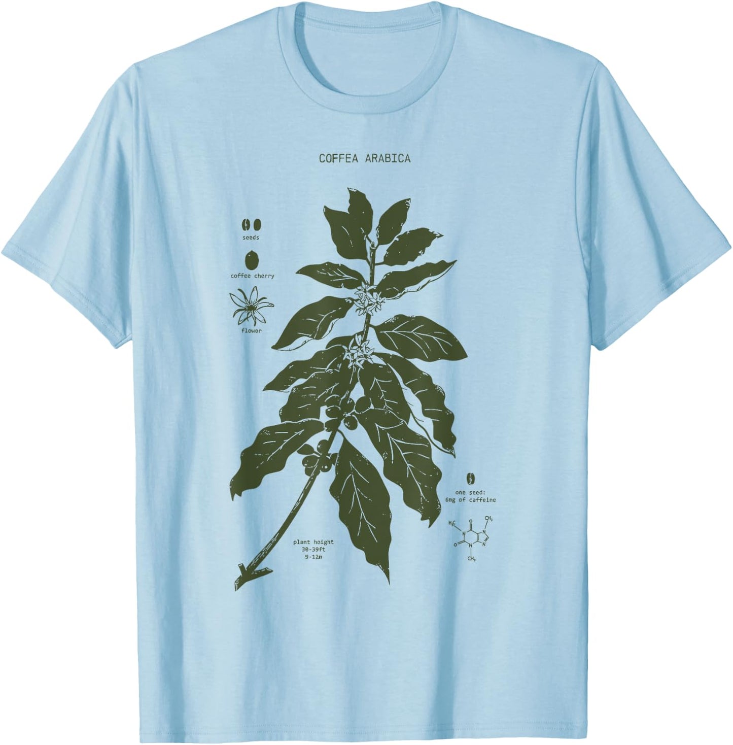 Vintage Coffee Plant Diagram Coffee Arabica Botanical T-Shirt - T-Shirt | Light Blue
