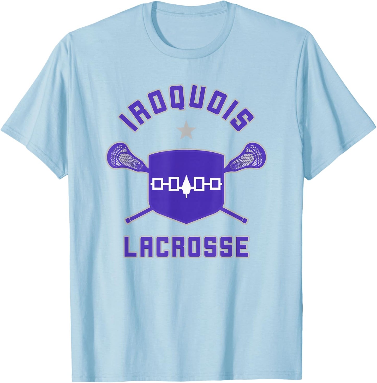 Iroquois Lacrosse Lax Sticks & Flag T-Shirt - T-Shirt | Light Blue