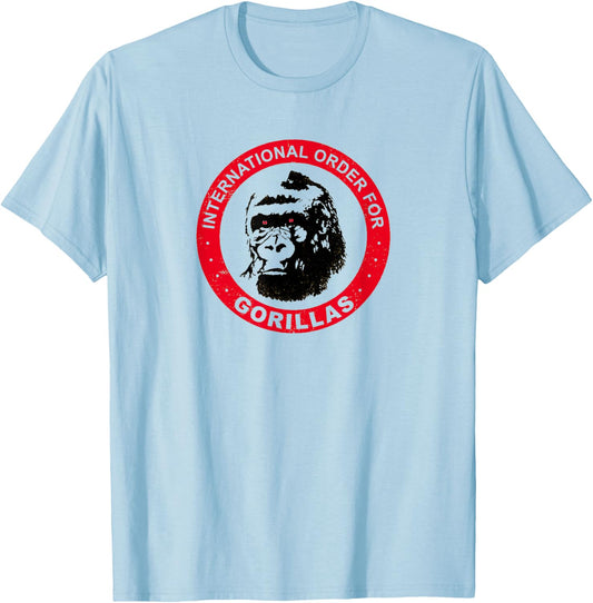 International Order For Gorillas Retro 80s T-Shirt - T-Shirt | Light Blue