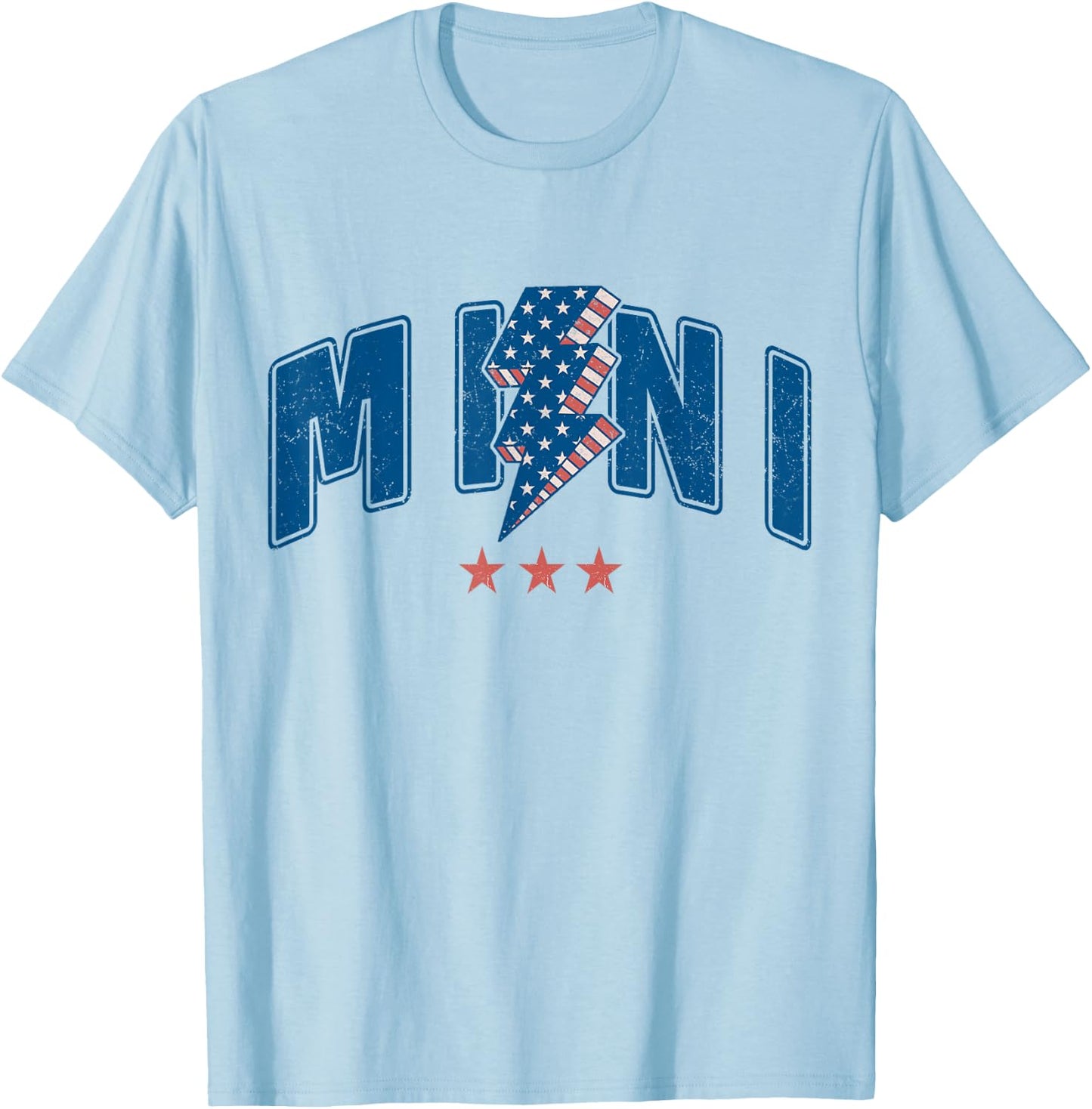 American Mama and Mini Matching 4th of July USA Flag Retro T-Shirt - T-Shirt | Light Blue