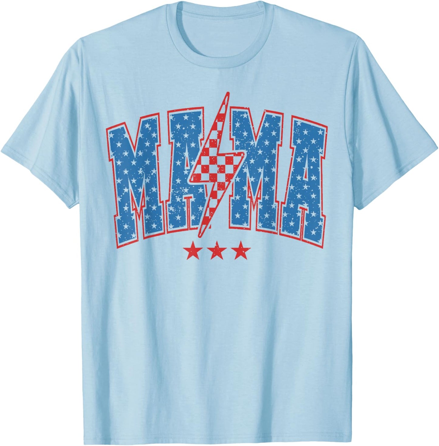 American Mama and Mini 4th of July, Mama lignting Bolt T-Shirt - T-Shirt | Light Blue