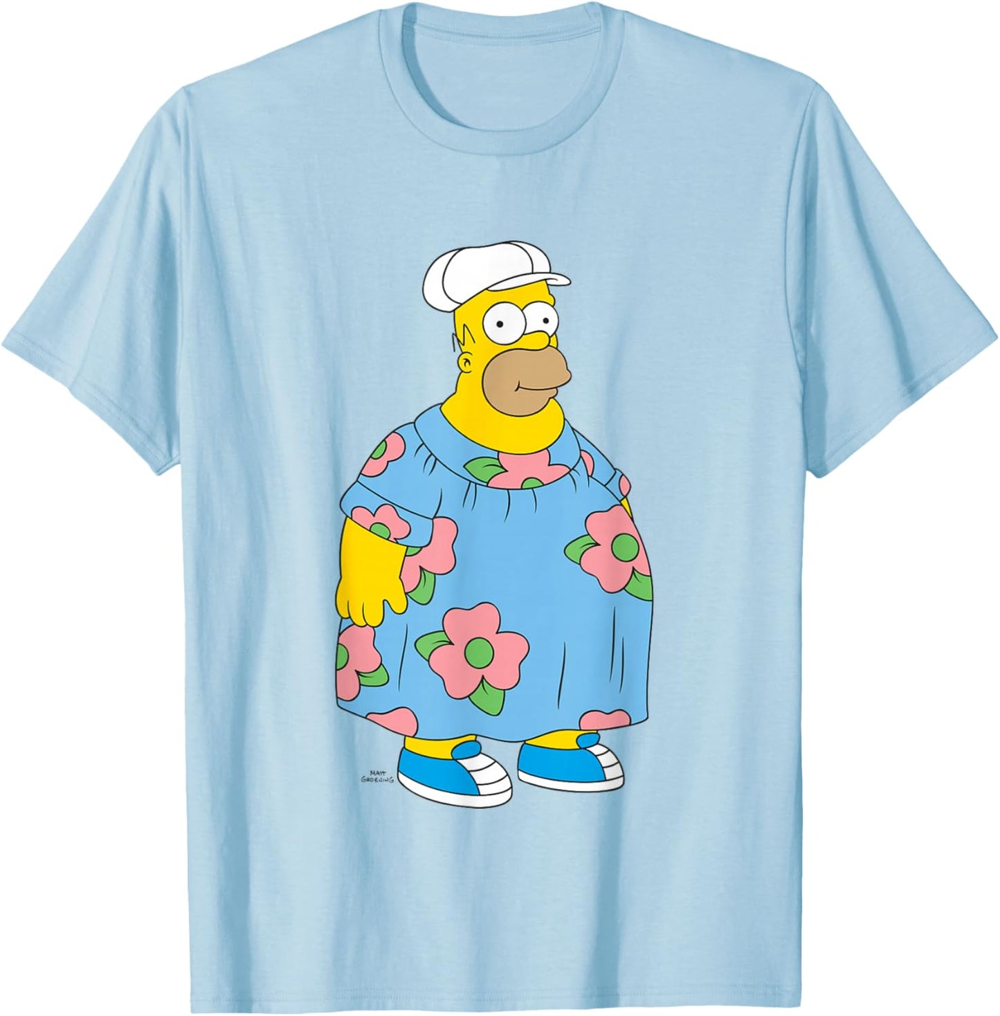 The Simpsons Iconic King Size Homer Muumuu Big Chest Logo T-Shirt - T-Shirt | Light Blue