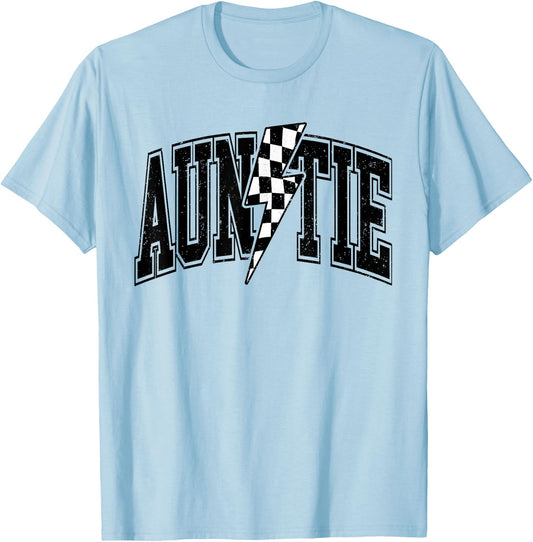 Auntie Racing Car Family Matching Birthday Party Funny Aunt T-Shirt - T-Shirt | Light Blue
