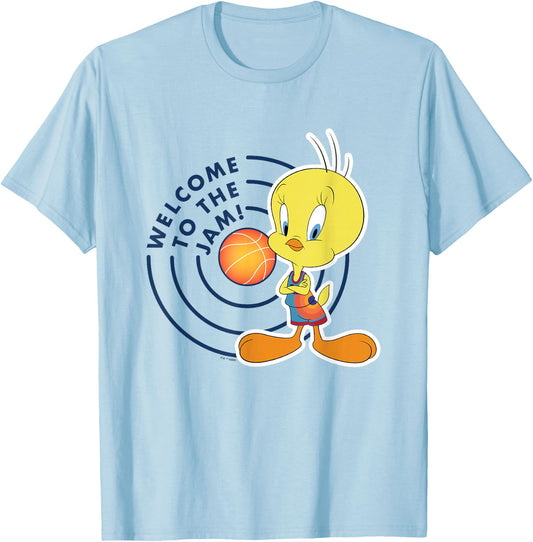 Space Jam 2 Welcome To The Jam Tweety Bird Big Chest Poster T-Shirt - T-Shirt | Light Blue