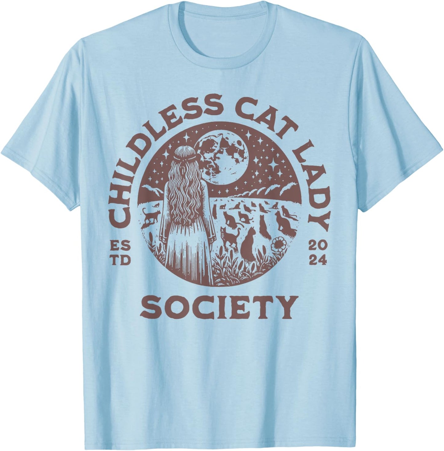 Childless Cat Lady 2024 Society T-Shirt - T-Shirt | Light Blue