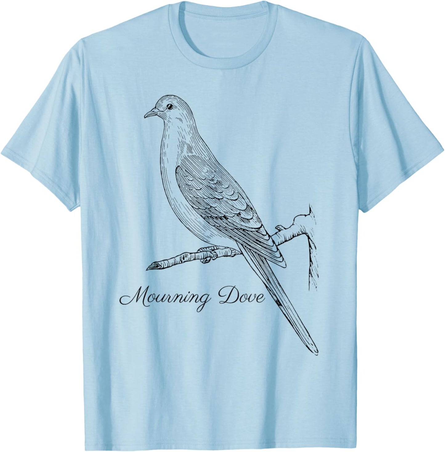 Mourning Dove Bird Shirt Ornithology Black Lines T-Shirt - T-Shirt | Light Blue