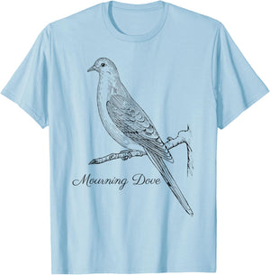 Mourning Dove Bird Shirt Ornithology Black Lines T-Shirt - T-Shirt | Light Blue