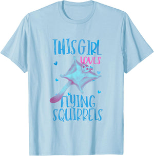 Flying Squirrel Shirt Girl Animal Lover Flying Squirrels T-Shirt - T-Shirt | Light Blue