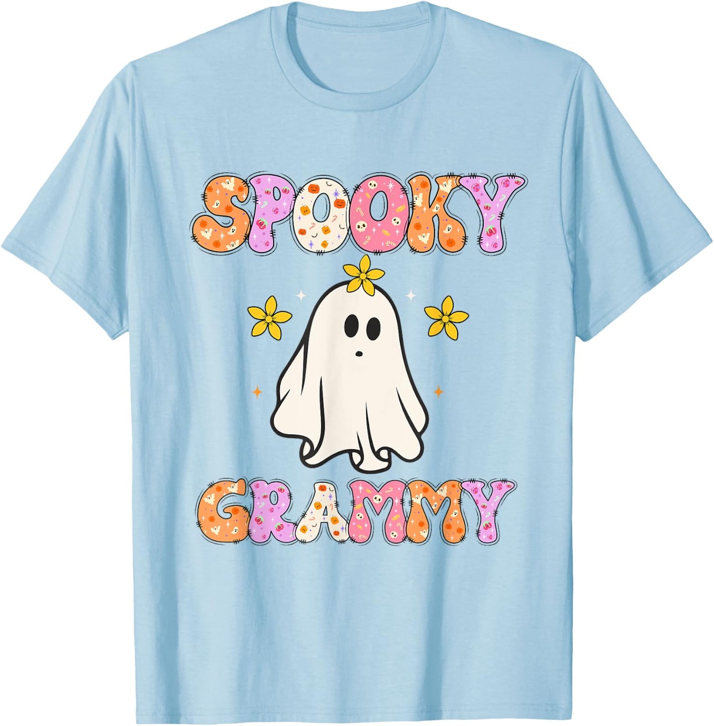 Spooky Grammy Halloween Grandma Groovy T-Shirt - T-Shirt | Light Blue