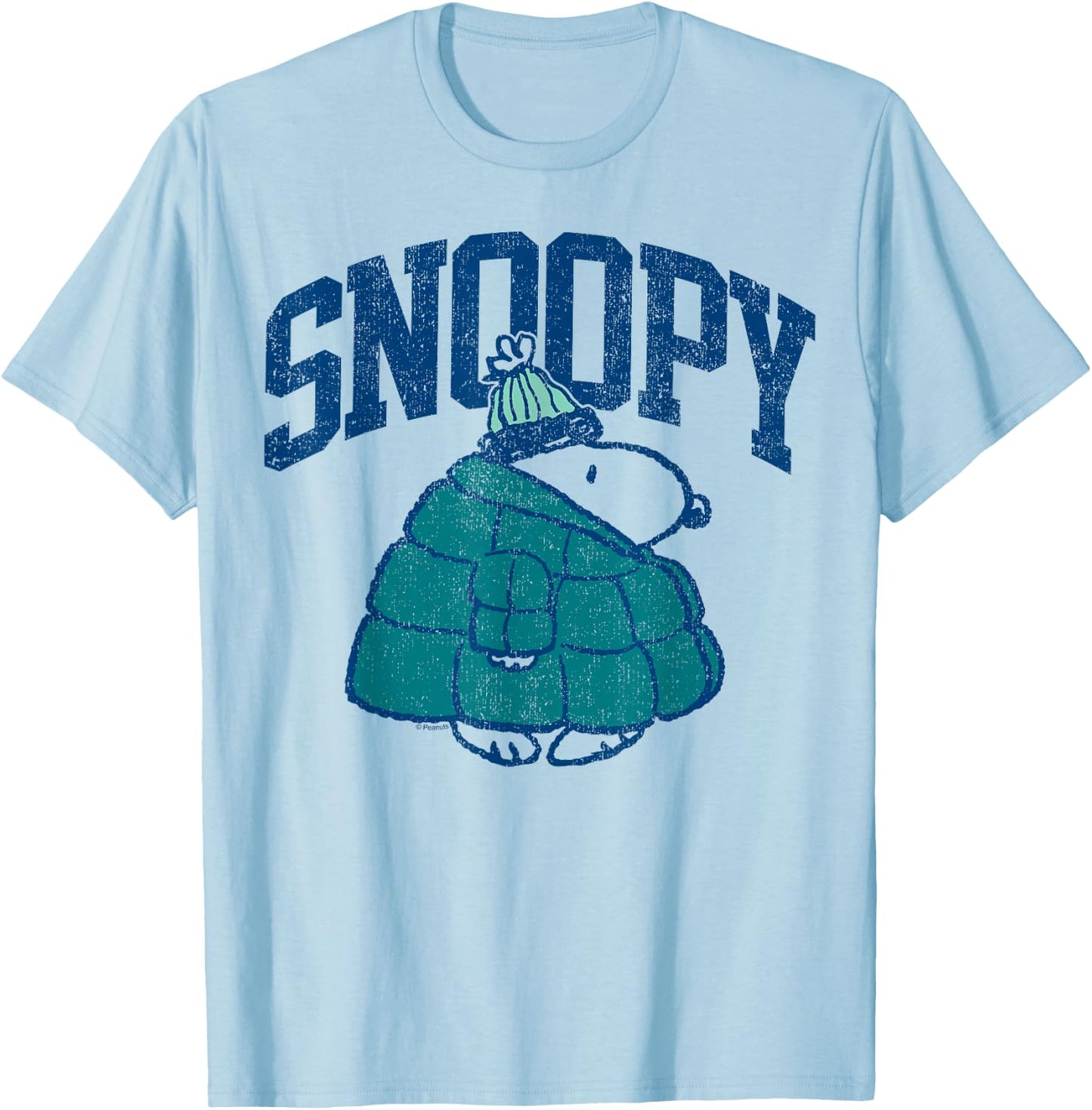 Peanuts -Snoopy Puffer T-Shirt - T-Shirt | Light Blue