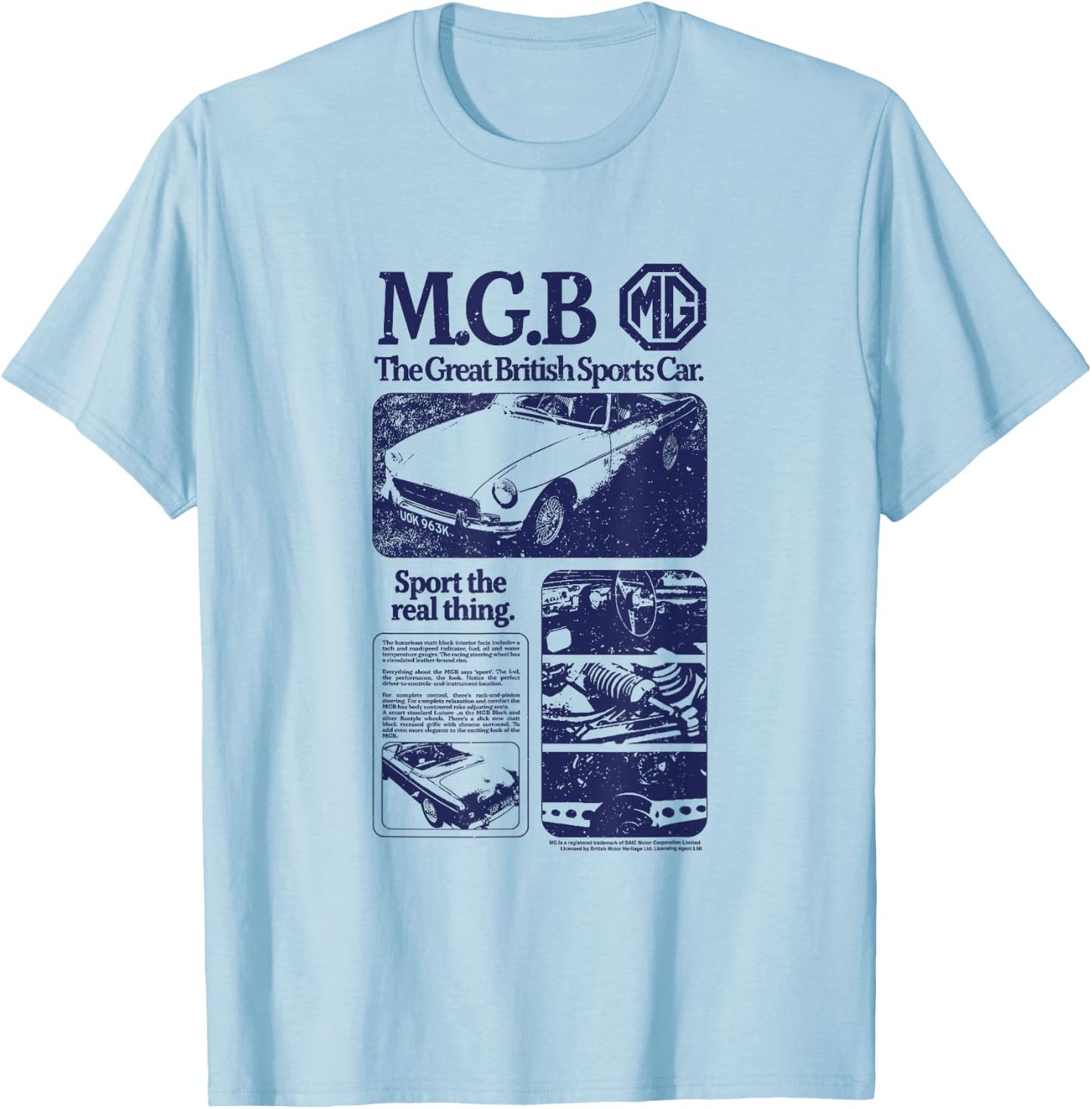 MG MGB Sports Car Promo Ad T-Shirt - T-Shirt | Light Blue