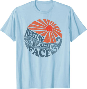 Vintage Resting Beach Face Funny Retro 70's Vacation Women's T-Shirt - T-Shirt | Light Blue