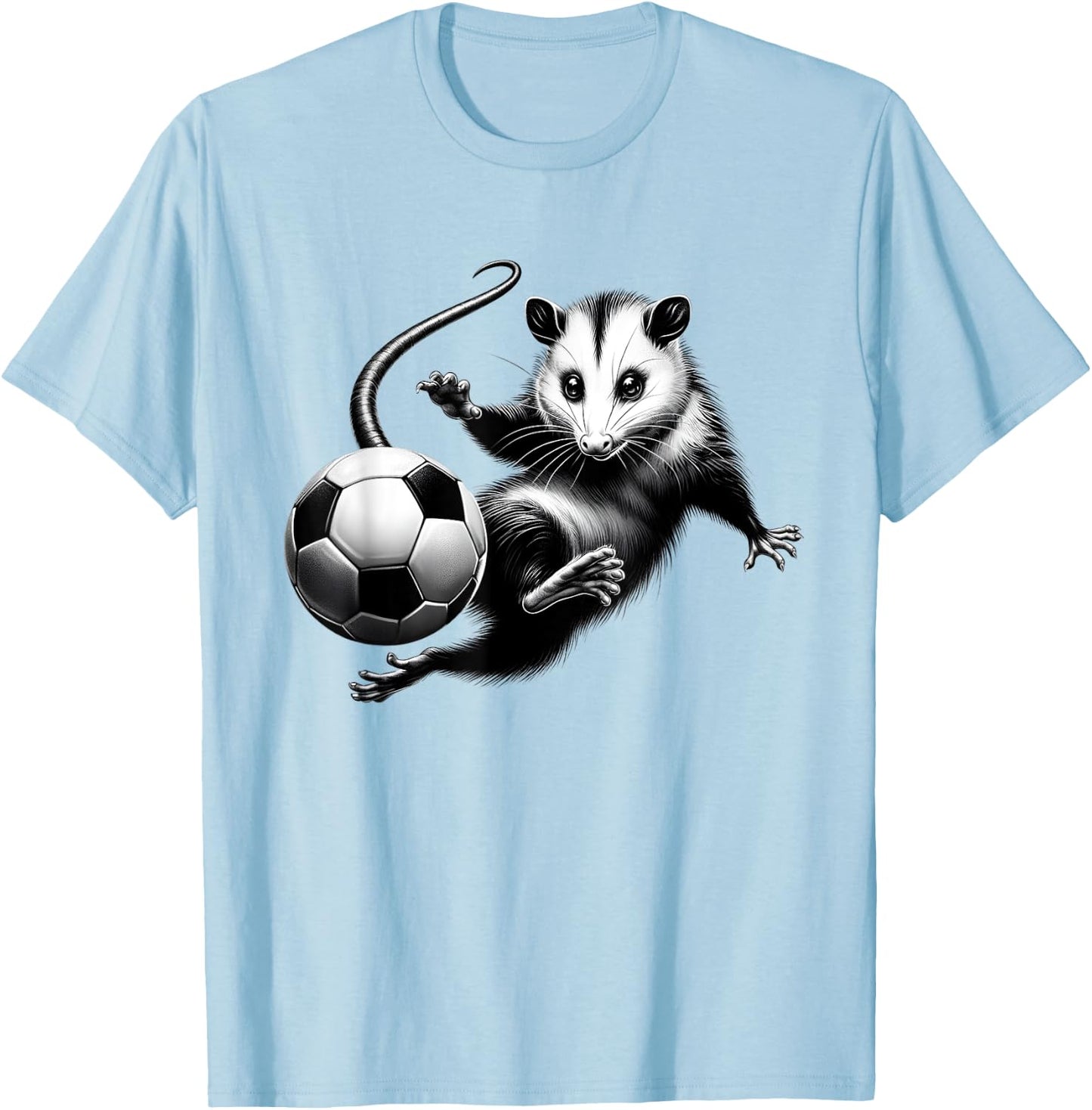 Vintage Possum Playing Soccer Opossum Lover Soccer Player T-Shirt - T-Shirt | Light Blue