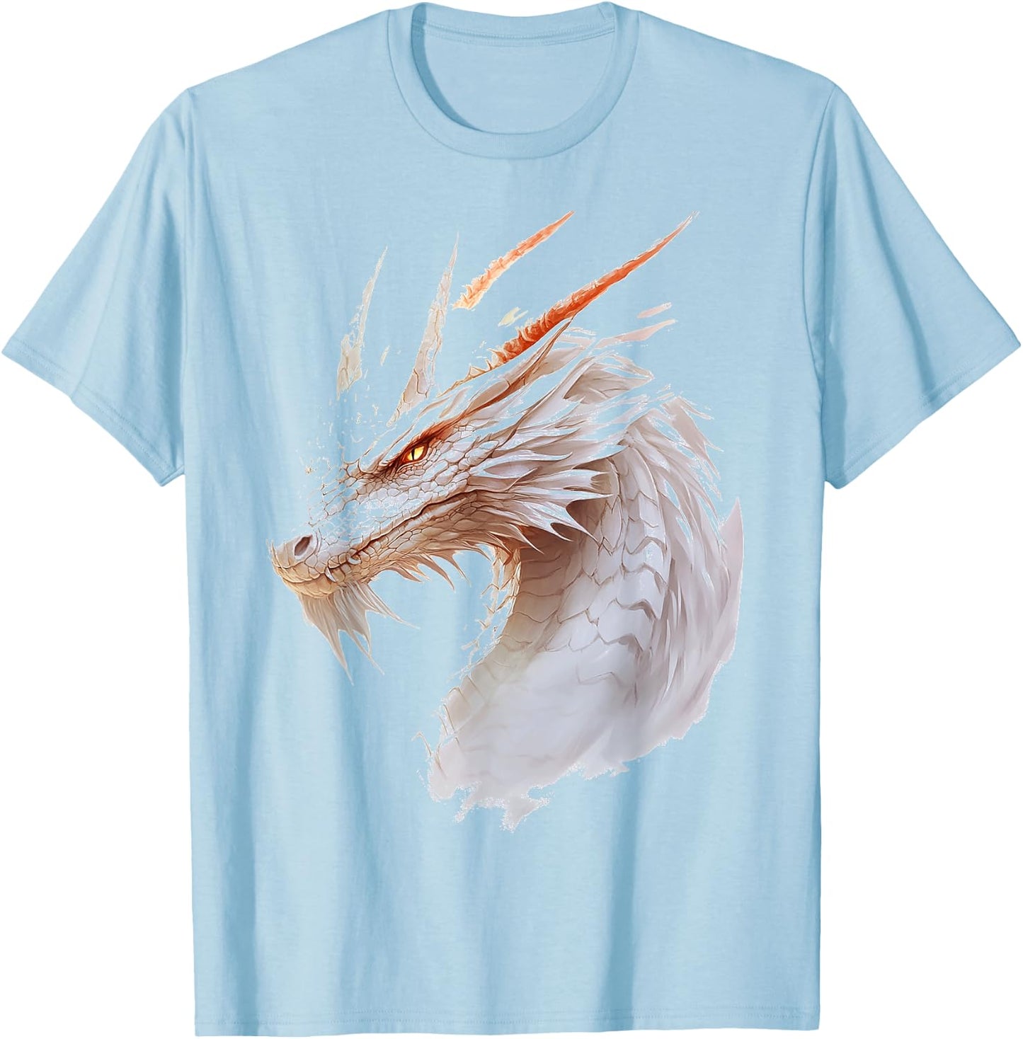 White Dragon Motif Mythical Art White Dragon T-Shirt - T-Shirt | Light Blue