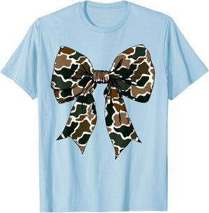 Camo Coquette Bow Duck Hunt Duck Hunting Women Girls Kids T-Shirt - T-Shirt | Light Blue