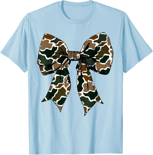 Camo Coquette Bow Duck Hunt Duck Hunting Women Girls Kids T-Shirt - T-Shirt | Light Blue