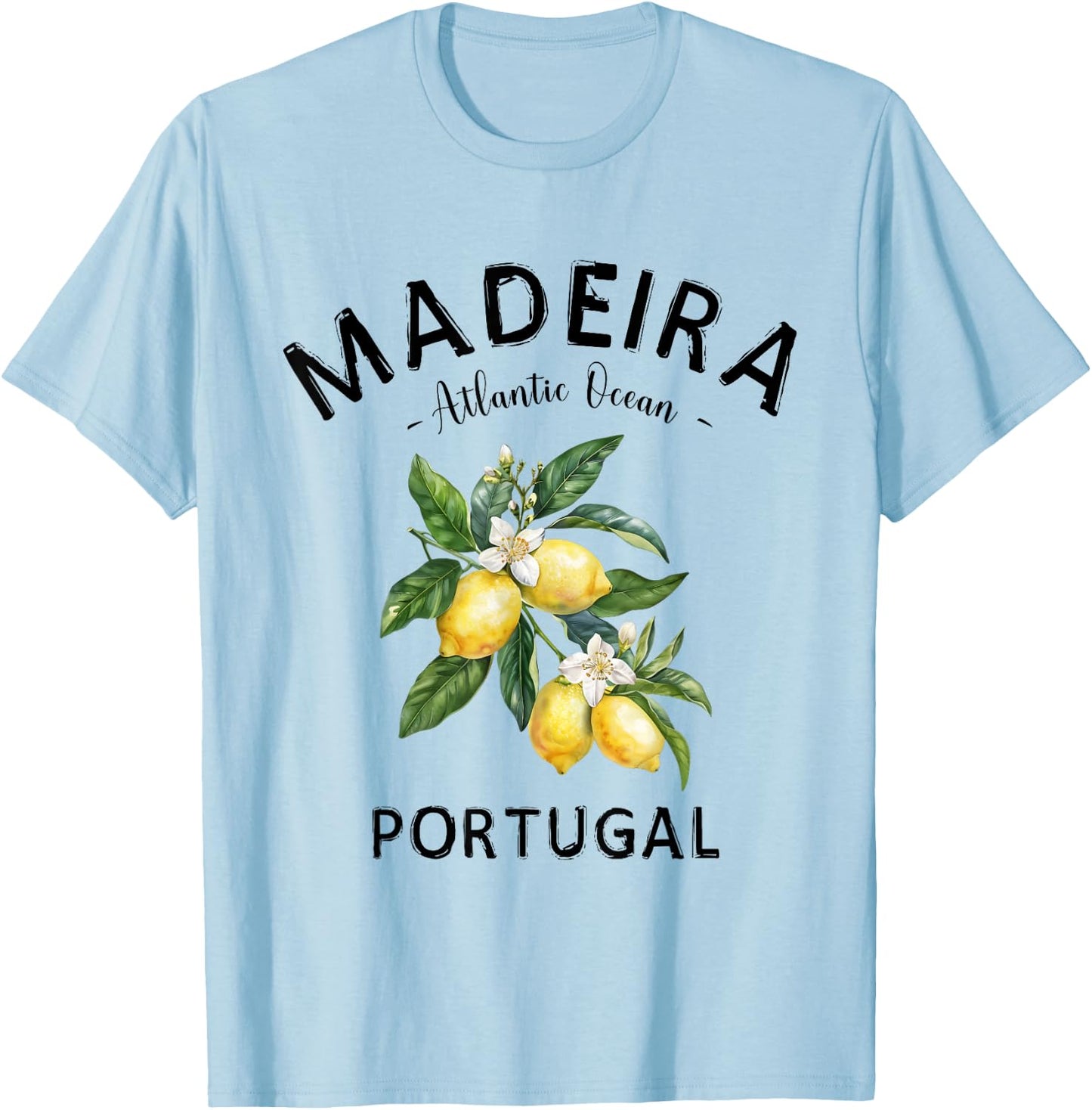 Madeira Island Lemon Art Portugese Fruit Portugal Souvenir T-Shirt - T-Shirt | Light Blue