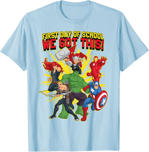 Marvel Avengers First Day Of School Text T-Shirt - T-Shirt | Light Blue