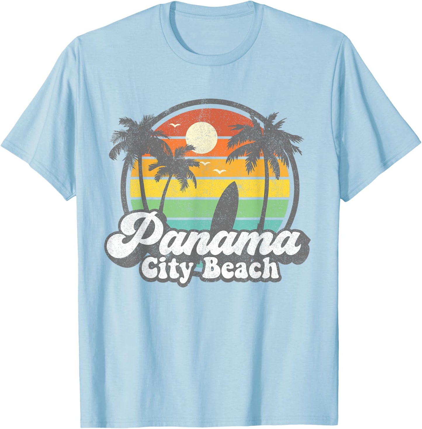 Vintage Panama City Beach Florida Surfing Retro Surf Gift T-Shirt - T-Shirt | Light Blue