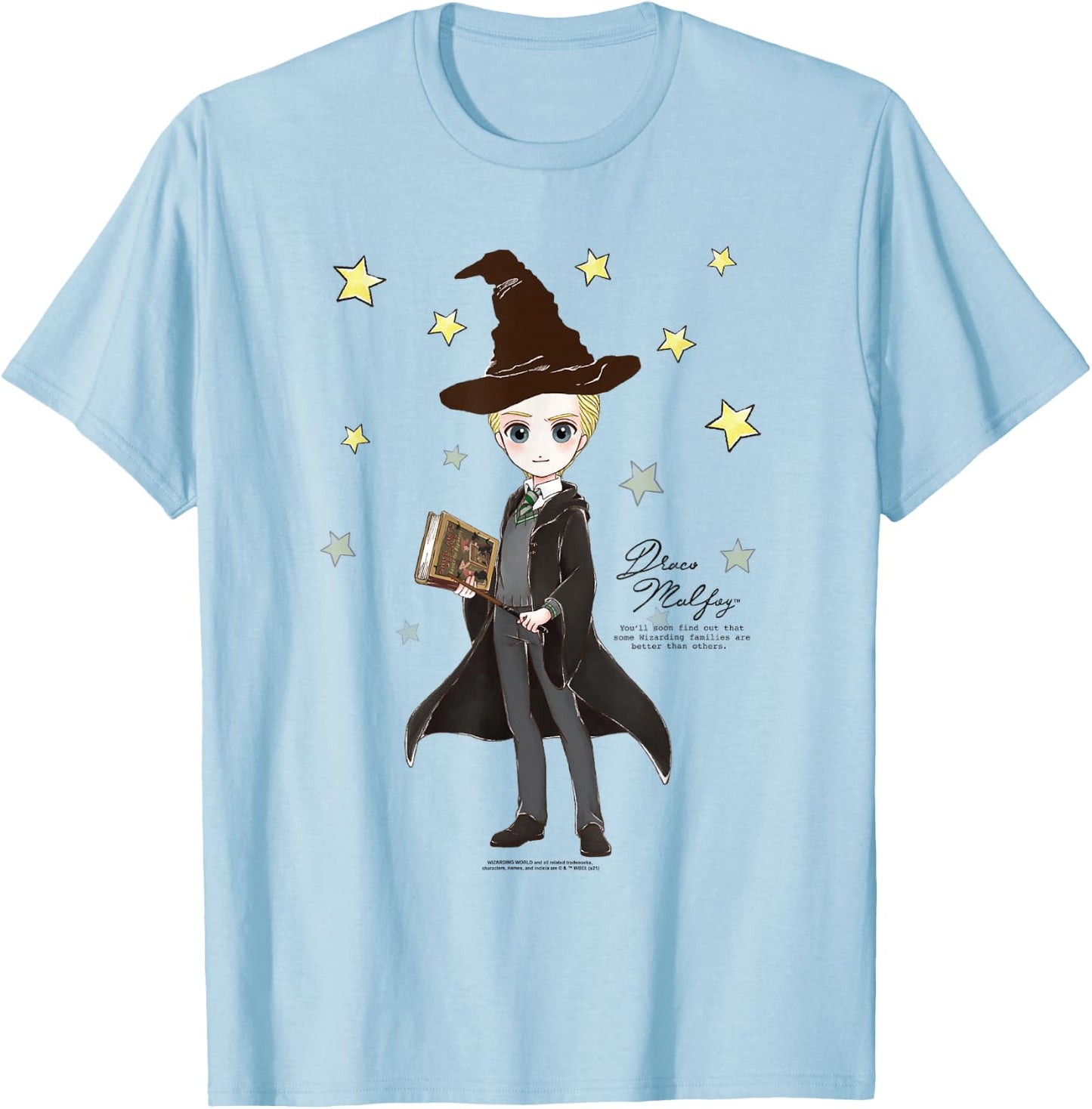 Harry Potter Draco Malfoy Quote and Stars T-Shirt - T-Shirt | Light Blue