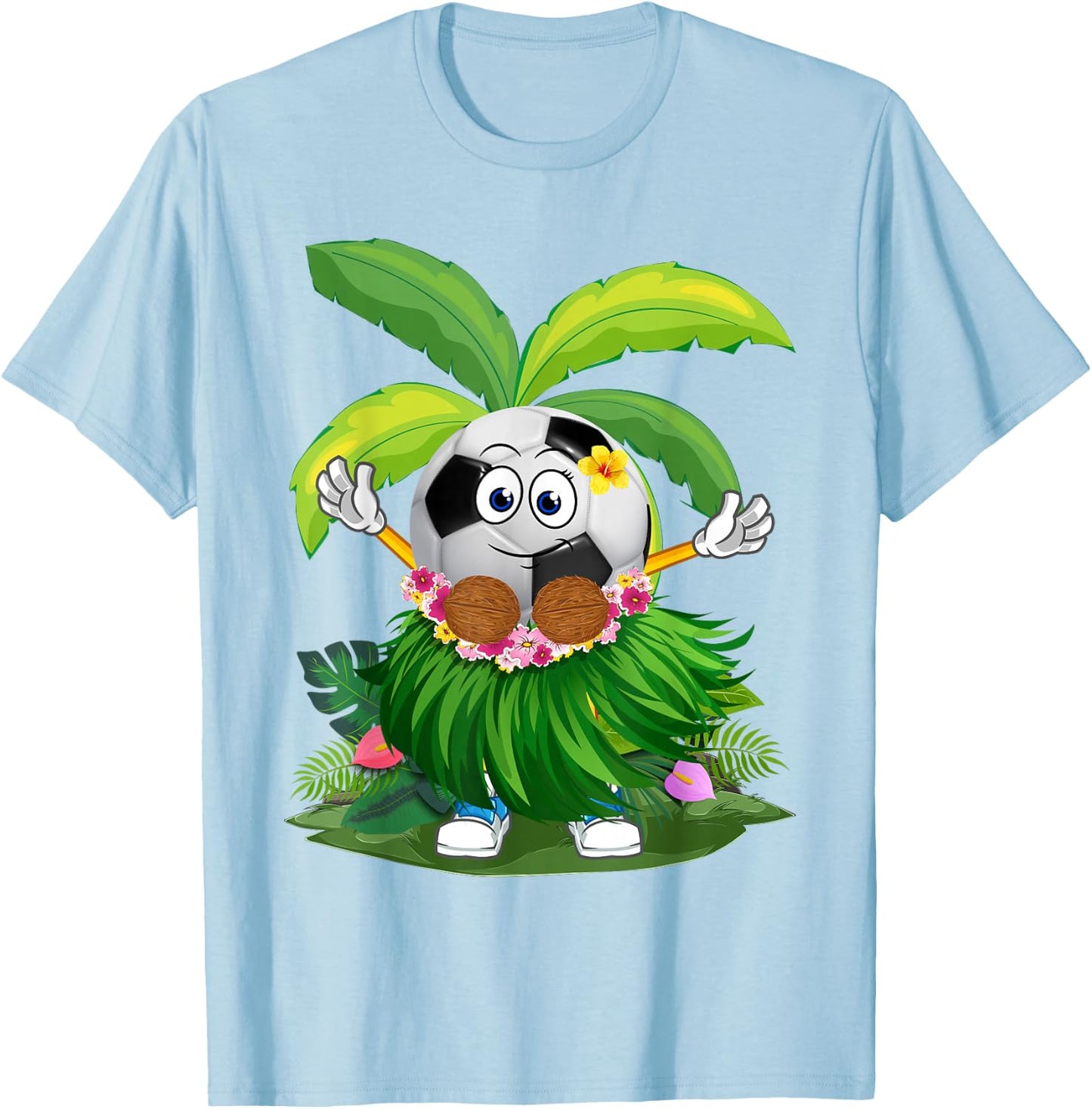 Funny Hawaii Soccer Ball Hawaiian Tropical Summer Vacation T-Shirt - T-Shirt | Light Blue