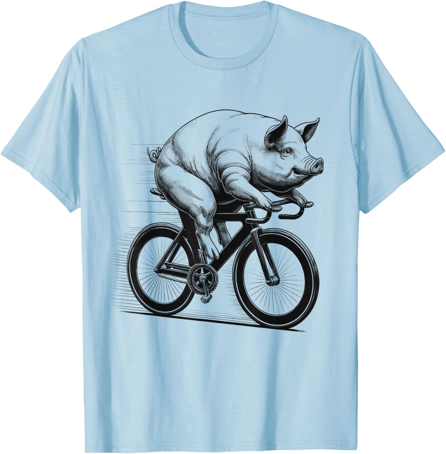 Pig Riding Bike Biker Bicycle Lover Biking T-Shirt - T-Shirt | Light Blue