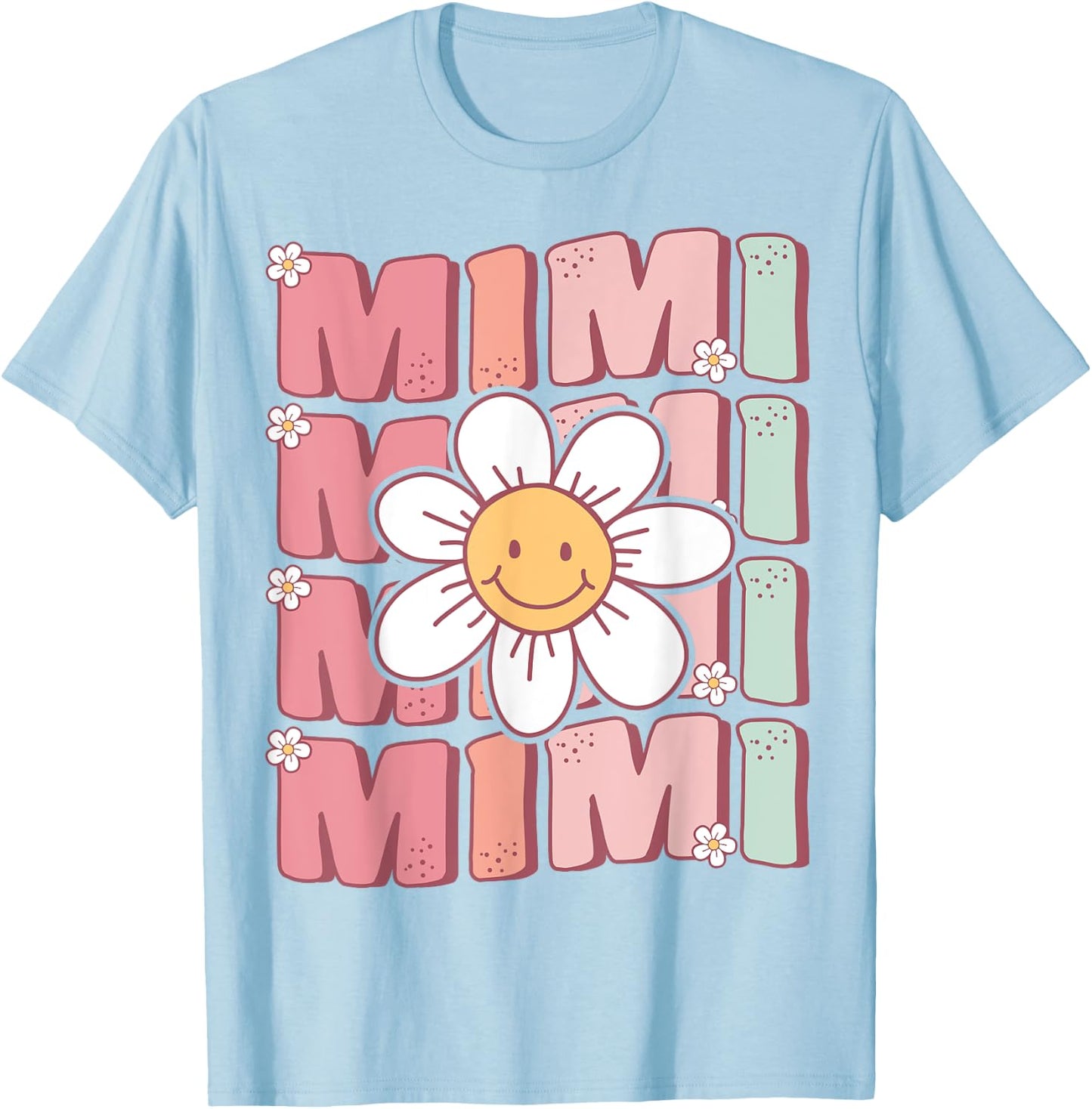 Cute Groovy Mimi 70s Family Birthday Party Daisy Flower T-Shirt - T-Shirt | Light Blue