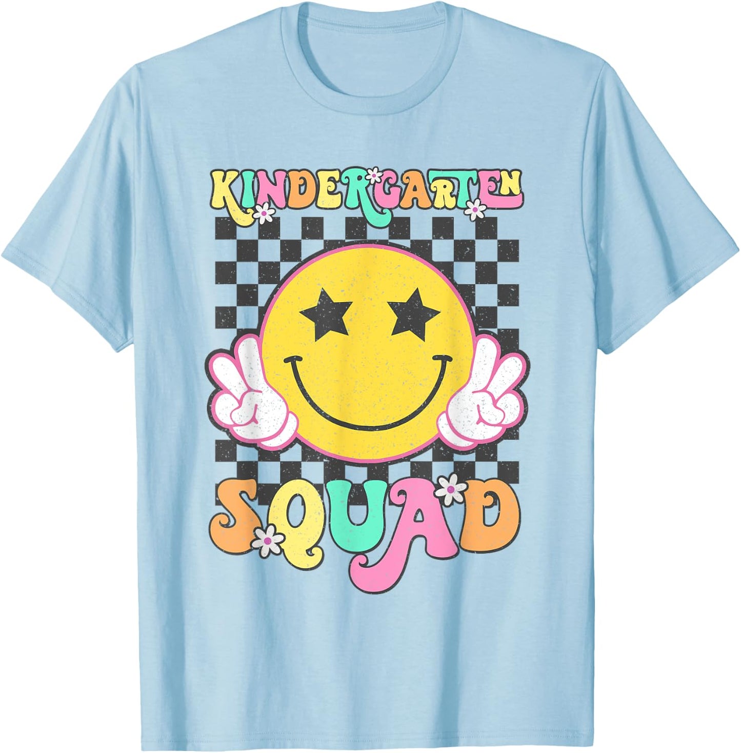 KinderGarten Squad Smile Retro Back To School T-Shirt - T-Shirt | Light Blue
