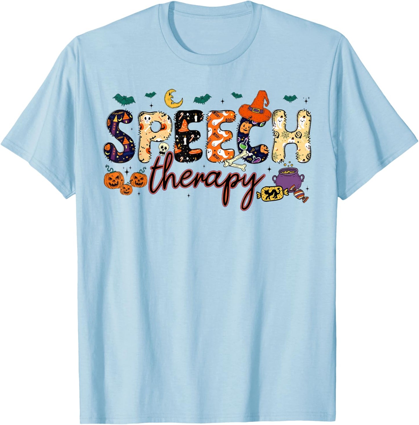 SLP Speech Language Pathologist Speech Therapist Halloween T-Shirt - T-Shirt | Light Blue