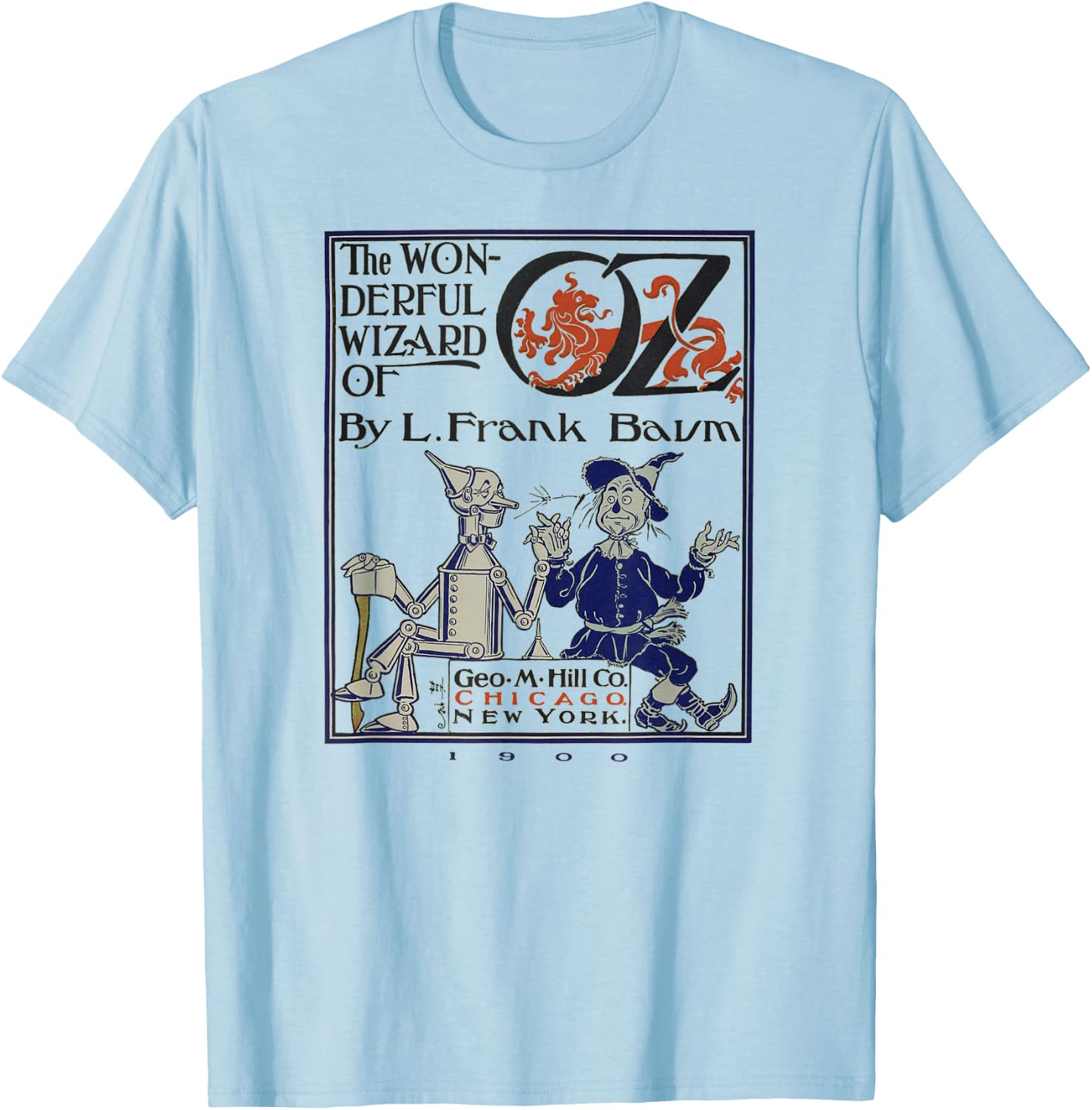 Wizard of OZ Gifts-Oz Tin Man Scarecrow Wizard of OZ Book T-Shirt - T-Shirt | Light Blue