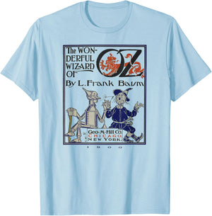 Wizard of OZ Gifts-Oz Tin Man Scarecrow Wizard of OZ Book T-Shirt - T-Shirt | Light Blue