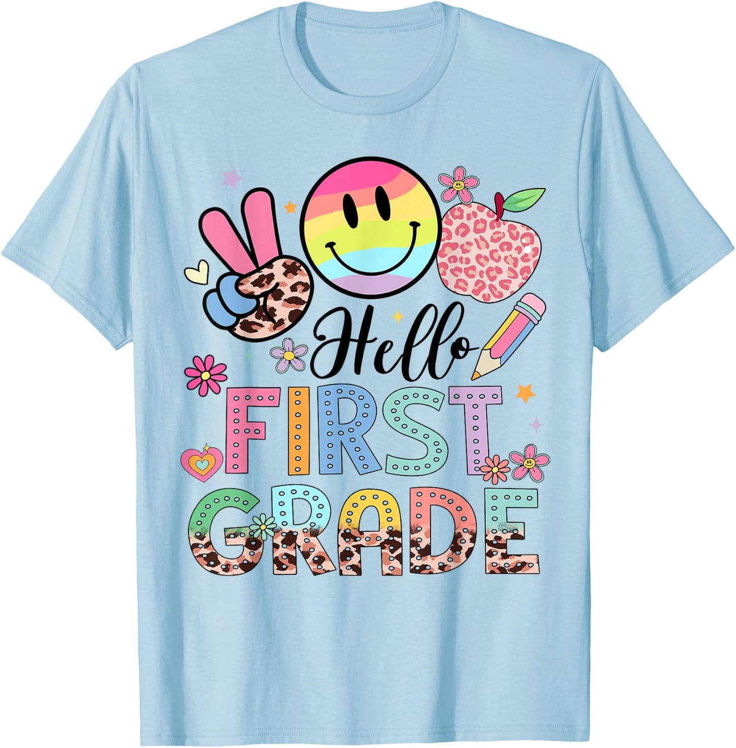 Hello 1st grade Boy Girl Teacher Back To School 1st grade T-Shirt - T-Shirt | Light Blue