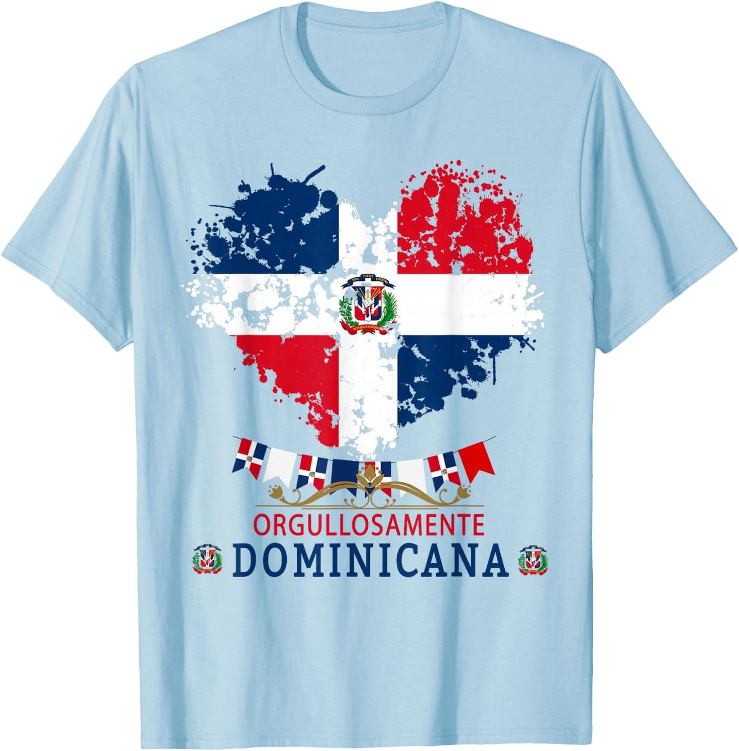 Coat of Arms Republica Dominicana & Dominican Flag Outfit T-Shirt - T-Shirt | Light Blue