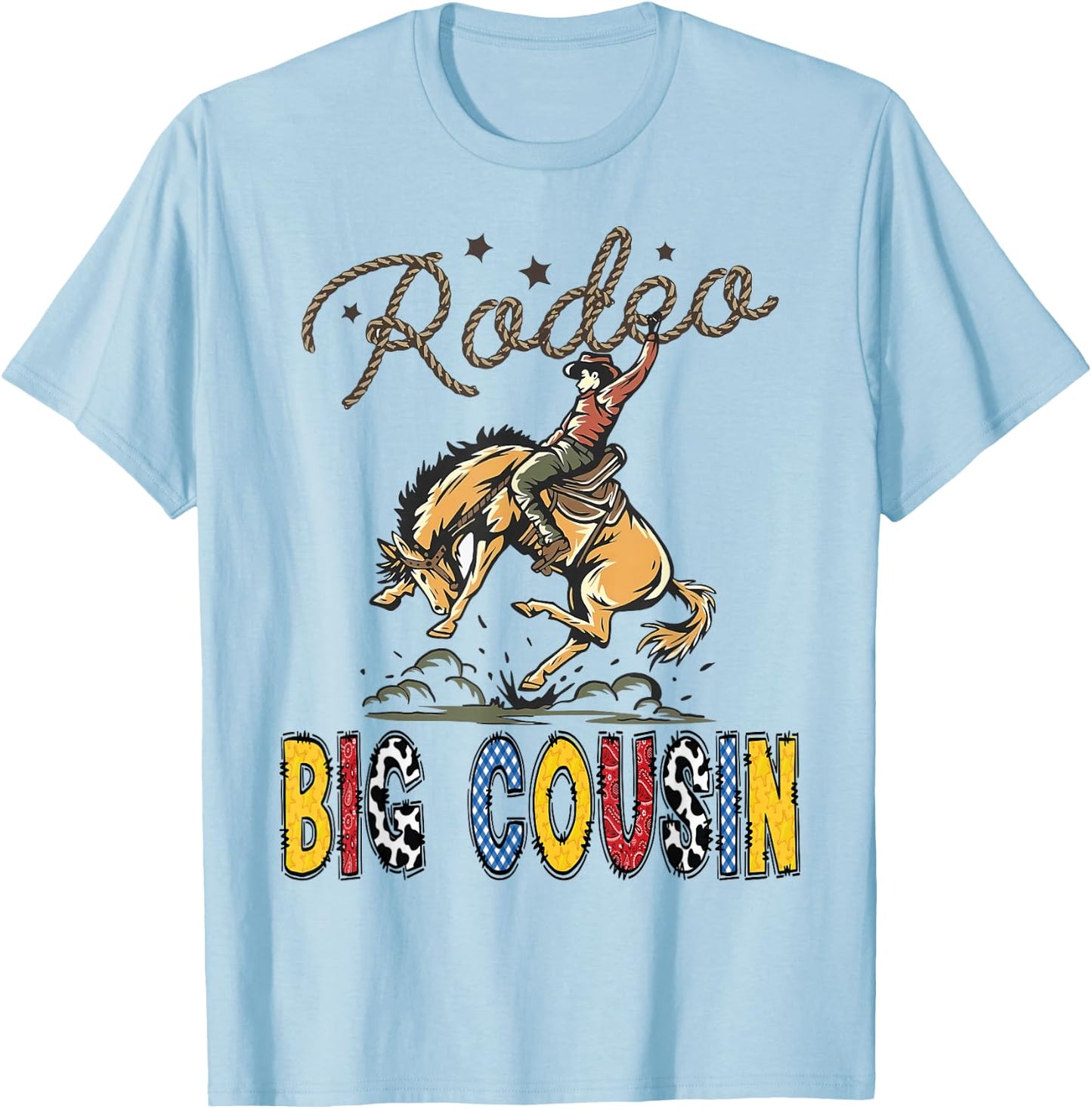 Rodeo Big Cousin Cowboy Cowgirl Birthday Kids Matching T-Shirt - T-Shirt | Light Blue