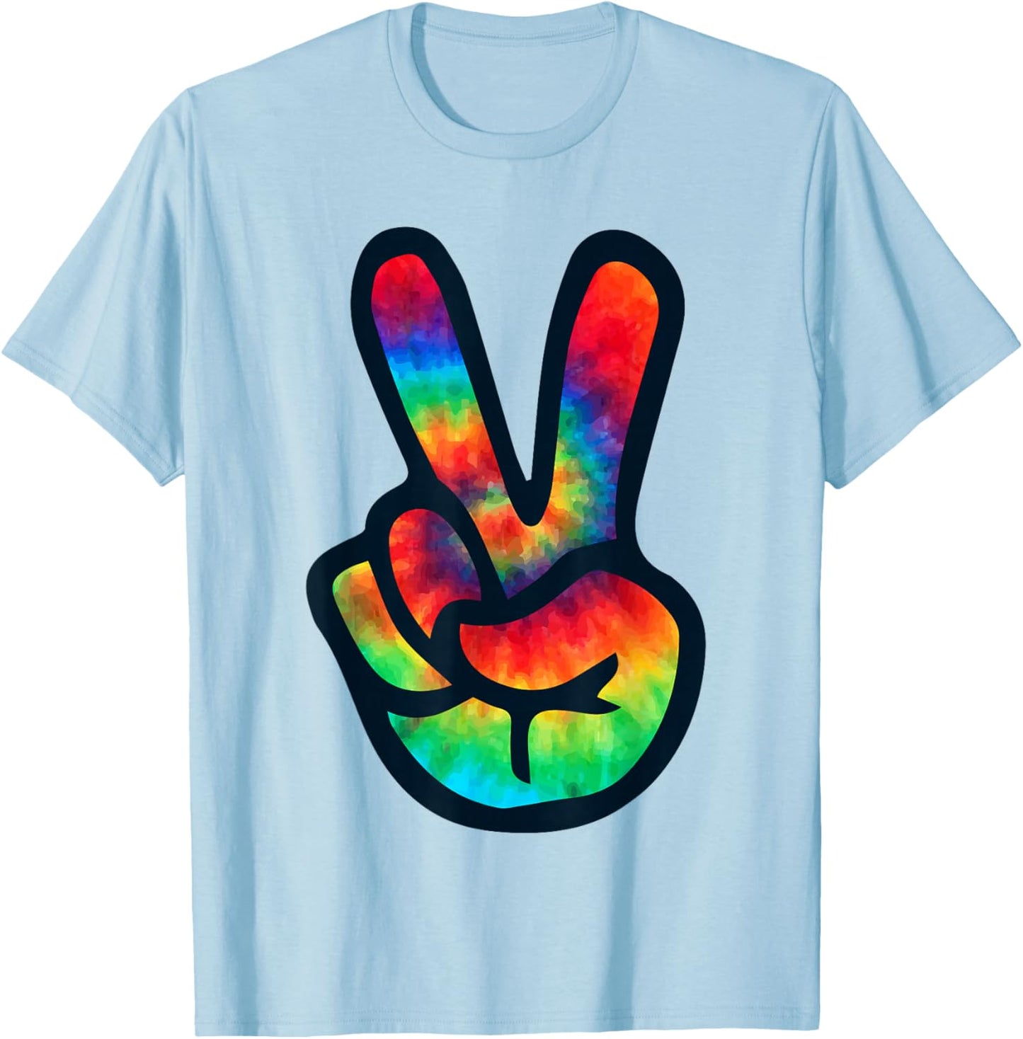 Peace Sign Hand Tie Dye | Hippies Christmas V T-Shirt - T-Shirt | Light Blue