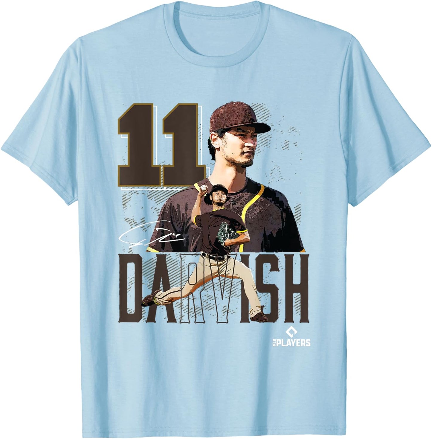 Yu Darvish | San Diego Baseball Players | MLBYDH3003 T-Shirt - T-Shirt | Light Blue