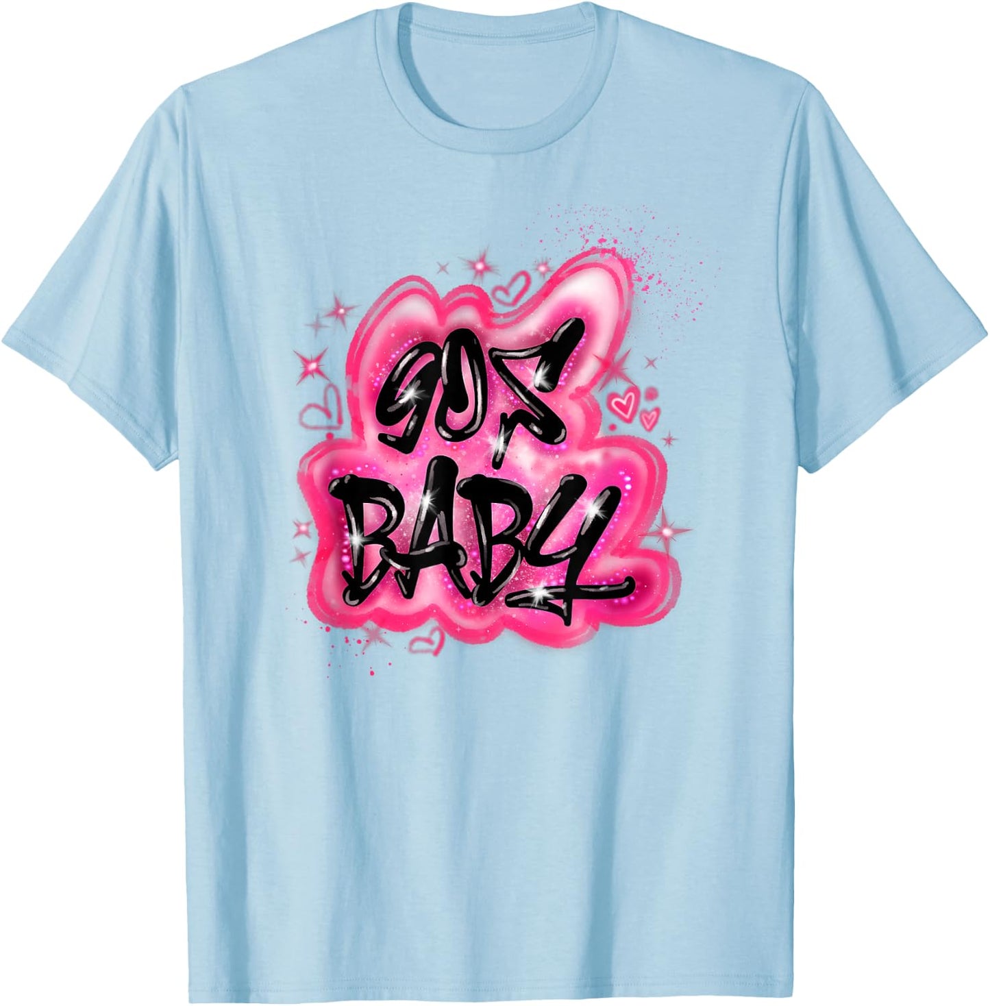 90s Classic Airbrush Style Graphic Retro Birthday T-Shirt - T-Shirt | Light Blue