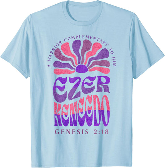 Ezer Kenegdo A Warrior Complimentary to Him Genesis 2:18 (2) T-Shirt - T-Shirt | Light Blue