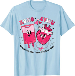 CVICU Valentine's Day Cardiac Nurse Valentine Cardiovascular T-Shirt - T-Shirt | Light Blue