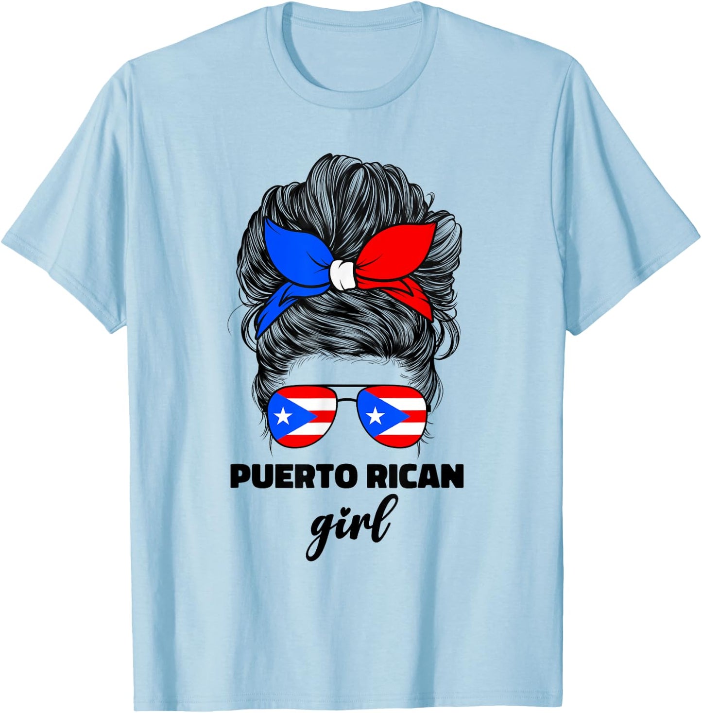 Puerto Rican Girl Girls Boricua Puerto Rico Flag T-Shirt - T-Shirt | Light Blue