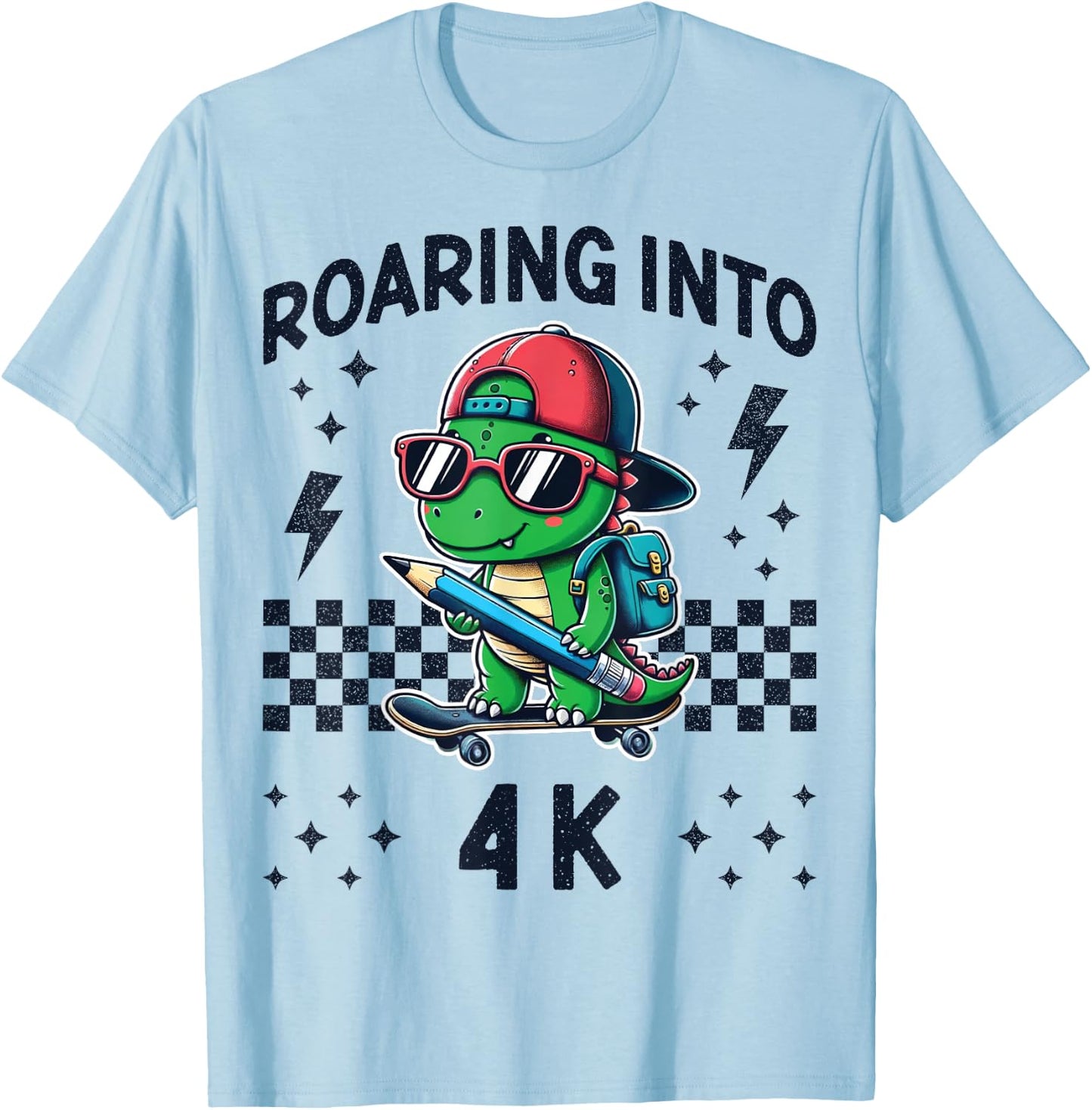 Roaring Into 4K Dinosaur First Day of PreK 4 Im Ready for 4K T-Shirt - T-Shirt | Light Blue