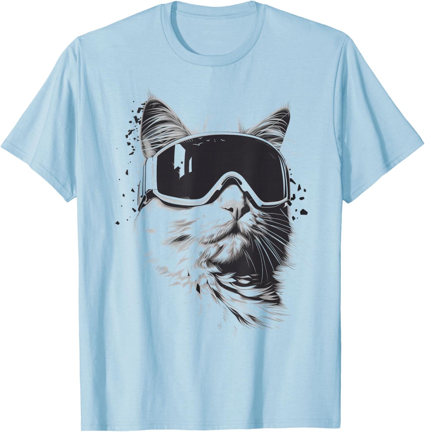Ski Snowboard Cat Goggles Winter Sports Snowboarder Skiing T-Shirt - T-Shirt | Light Blue