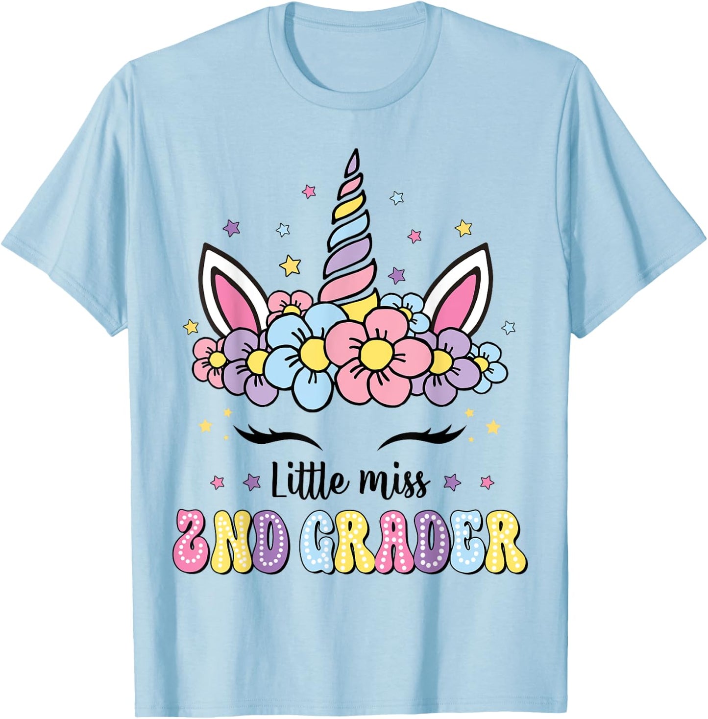 Little Miss 2nd Grade Grader Hello First Day Of School Girls T-Shirt - T-Shirt | Light Blue