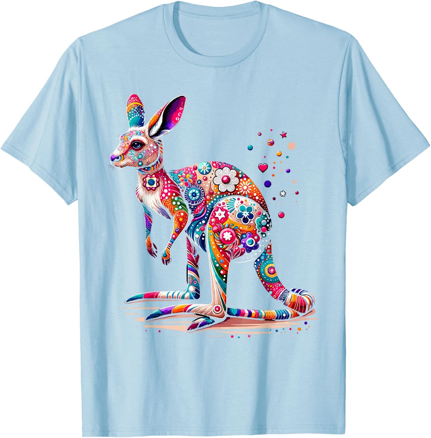 Hobicore Aesthetic Kangaroo Lover Shirt Colorful Kangaroo T-Shirt - T-Shirt | Light Blue