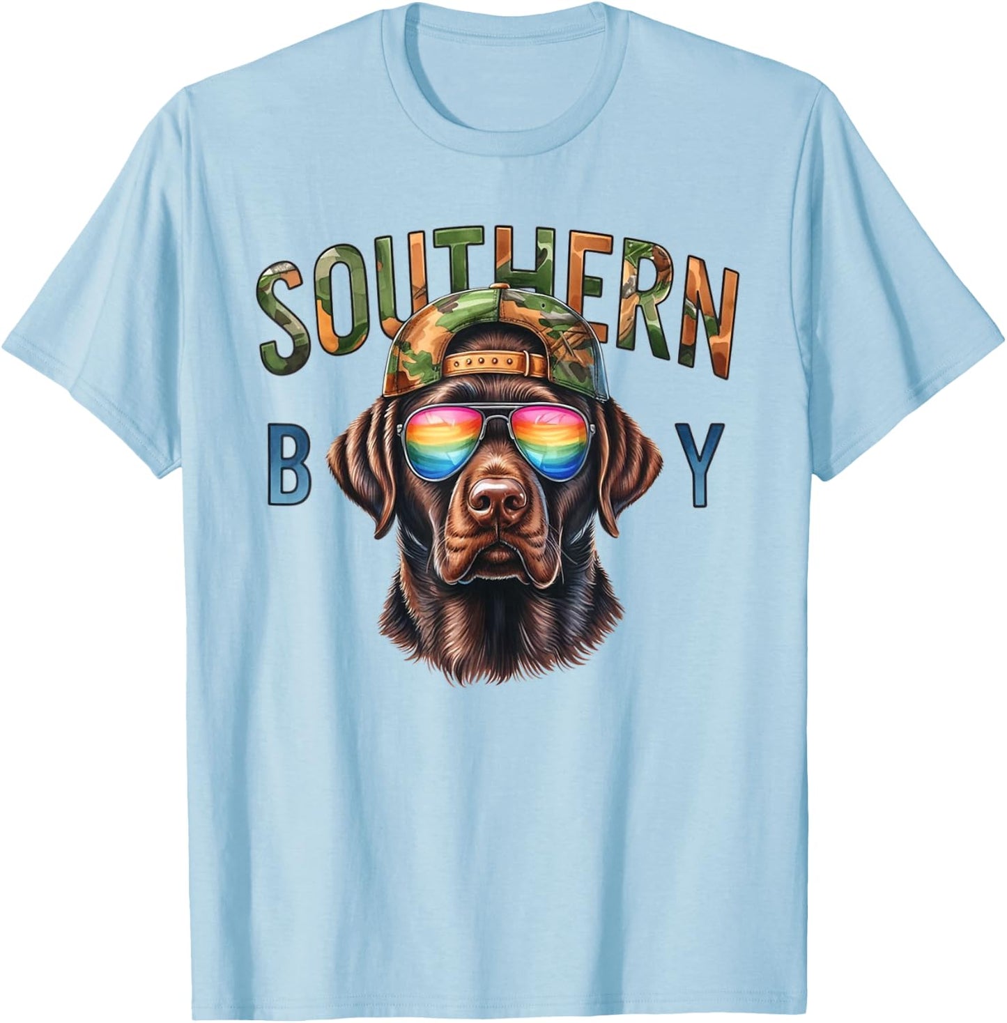 Southern Boy Hunting Dog Labrador Western Hunting Boy T-Shirt - T-Shirt | Light Blue
