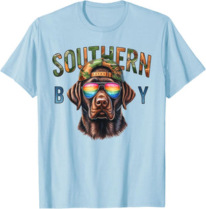 Southern Boy Hunting Dog Labrador Western Hunting Boy T-Shirt - T-Shirt | Light Blue