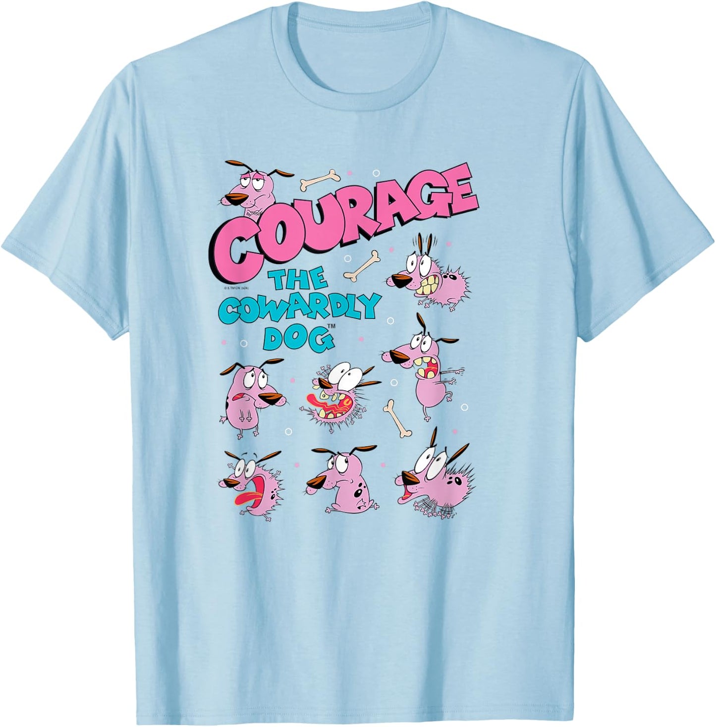 Courage The Cowardly Dog Moods of Courage Collage Cartoon T-Shirt - T-Shirt | Light Blue