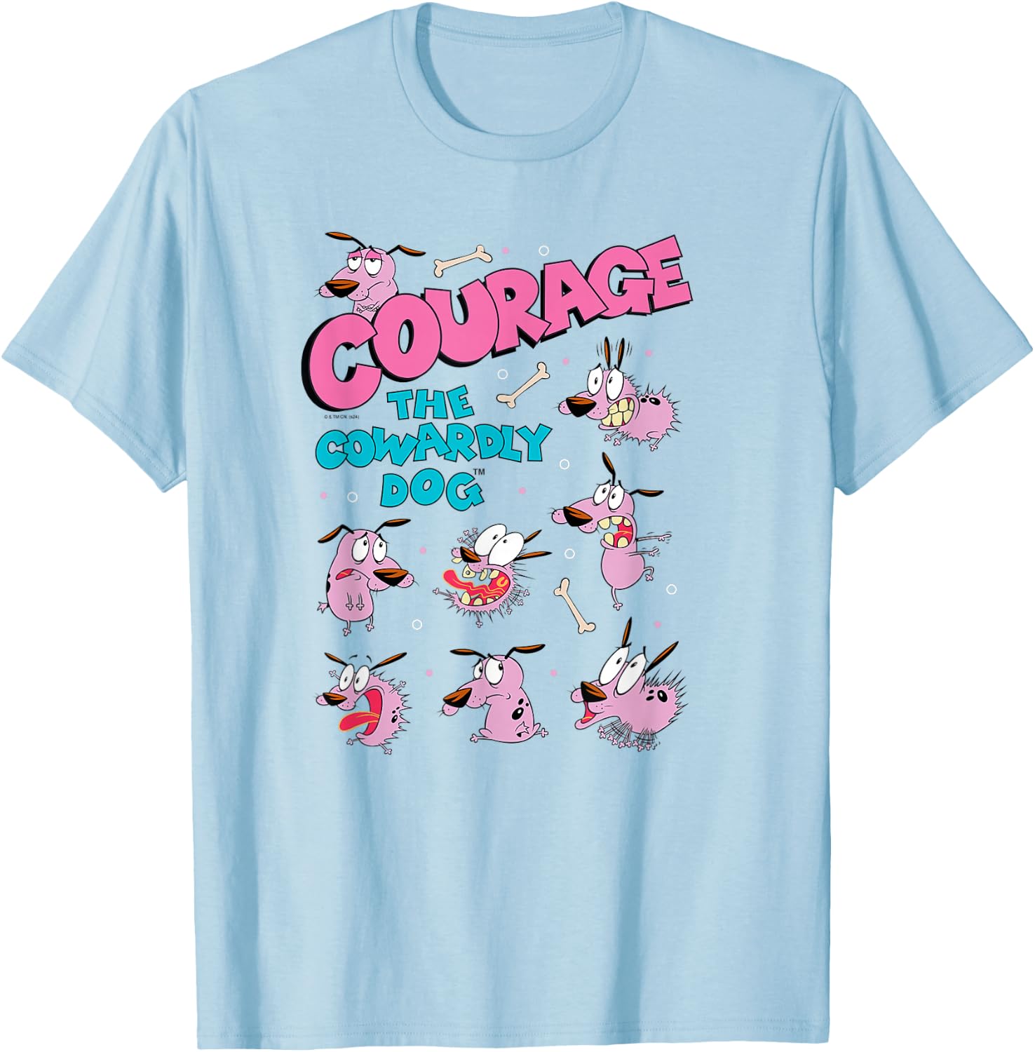 Courage The Cowardly Dog Moods of Courage Collage Cartoon T-Shirt - T-Shirt | Light Blue
