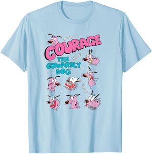 Courage The Cowardly Dog Moods of Courage Collage Cartoon T-Shirt - T-Shirt | Light Blue