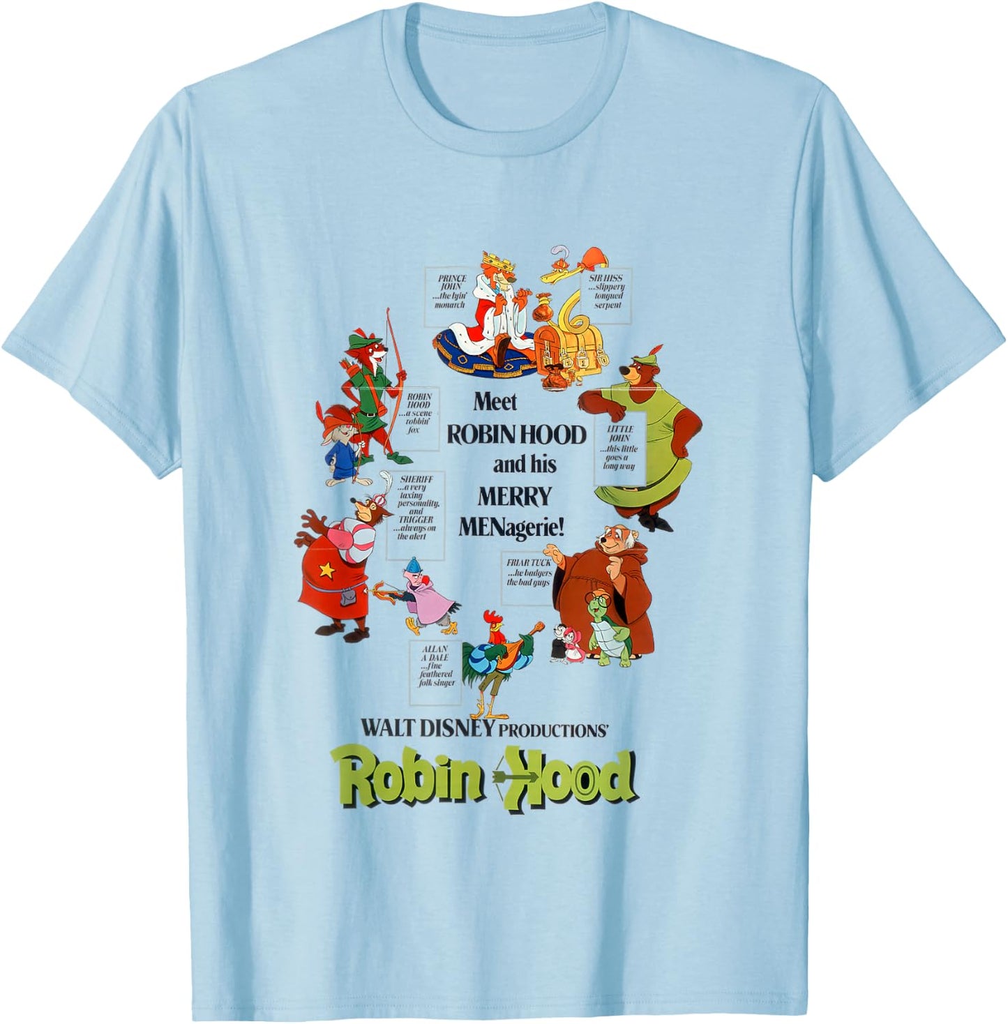 Disney Robin Hood Meet Robin Hood and His Merry Menagerie! T-Shirt - T-Shirt | Light Blue